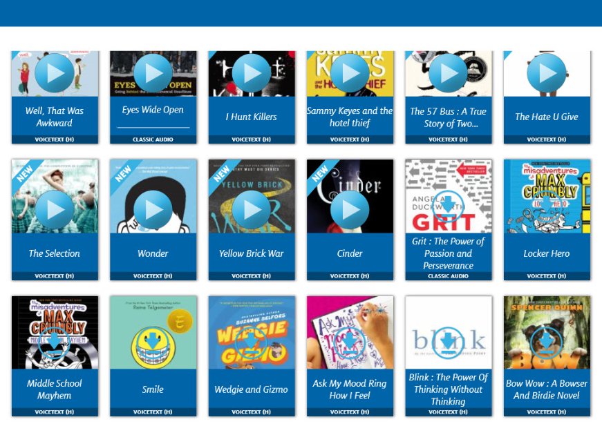 Screen shot of Alyssa's digital shelf of book covers and video trailers on You-Tube